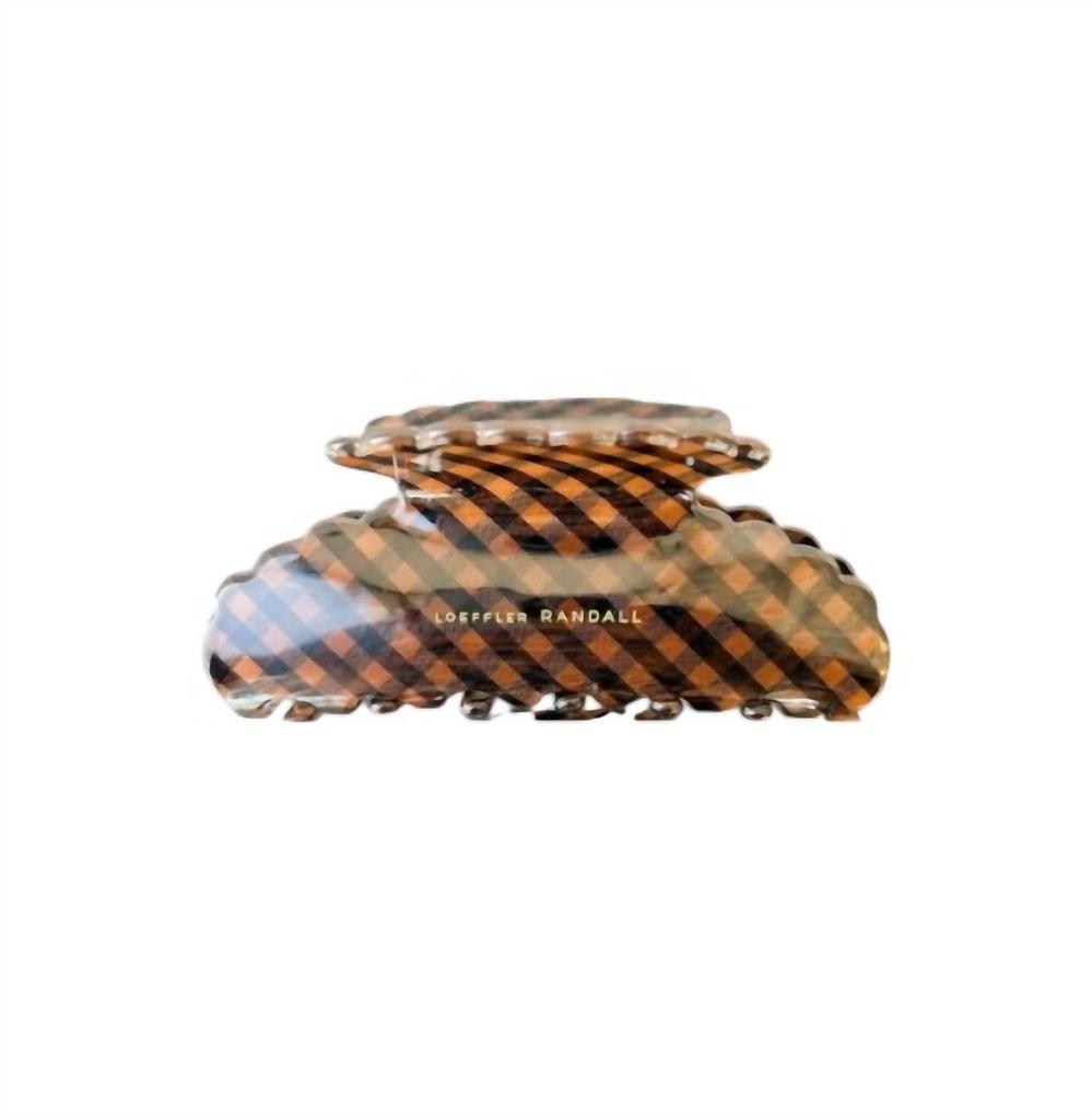 Loeffler Randall Women's Yuri Scallop Acetate Clip In Brown/black Check