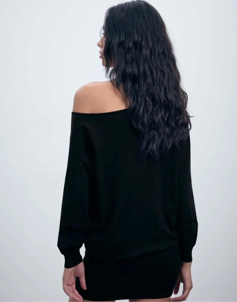 high collar knit dress Keilani High Neck Open Knit Midi Dress