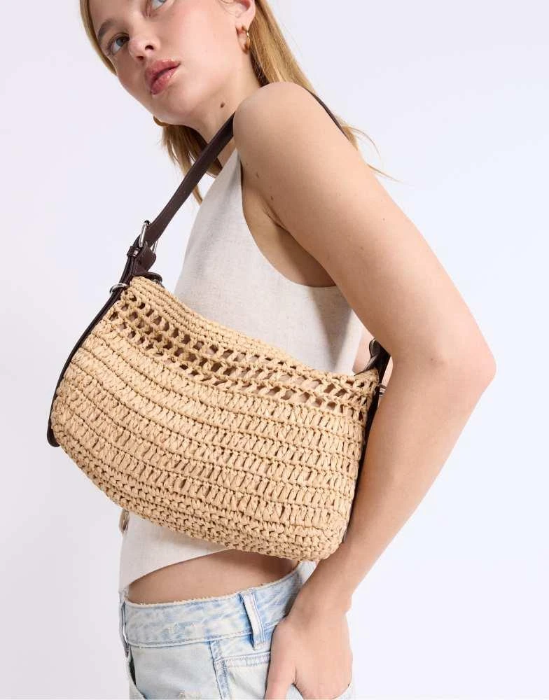Stradivarius Stradivarius Mini crochet shoulder bag in ecru