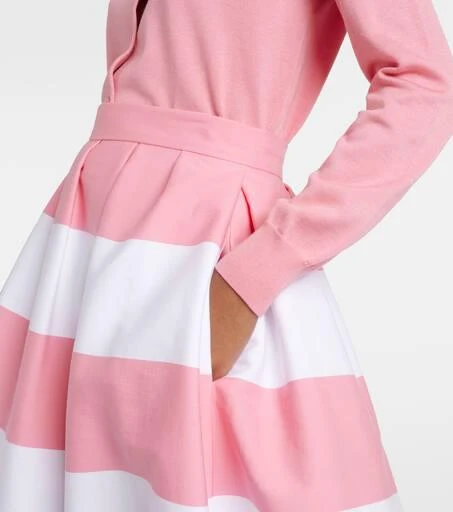Carolina Herrera Striped pleated cotton-blend midi skirt 4