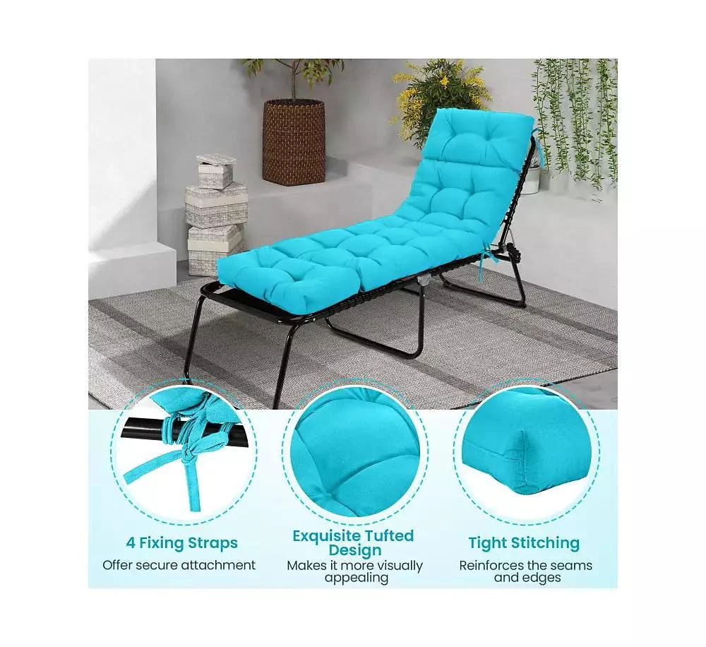 Slickblue Outdoor Chaise Lounge Cushion with Ties for Poolside 2