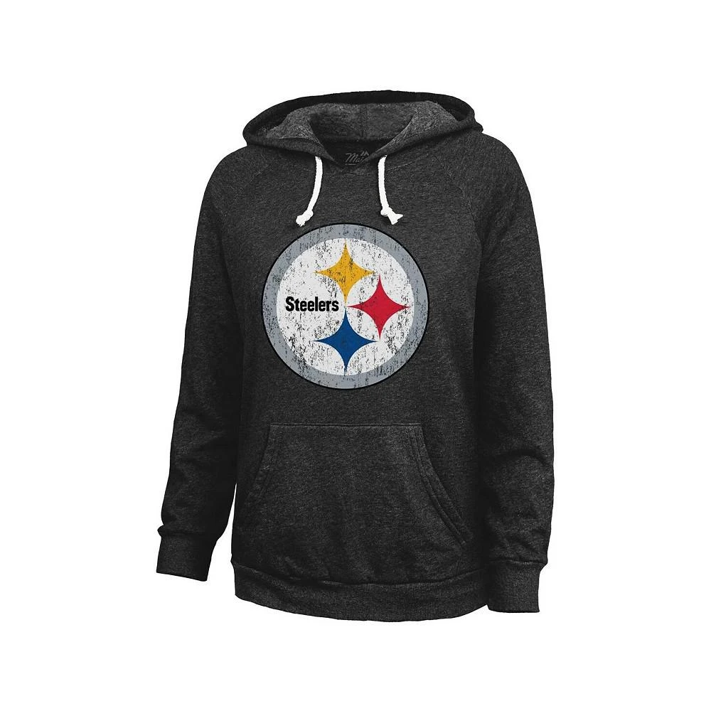Majestic Women's Threads T.J. Watt Black Distressed Pittsburgh Steelers Name and Number Pullover Hoodie 2