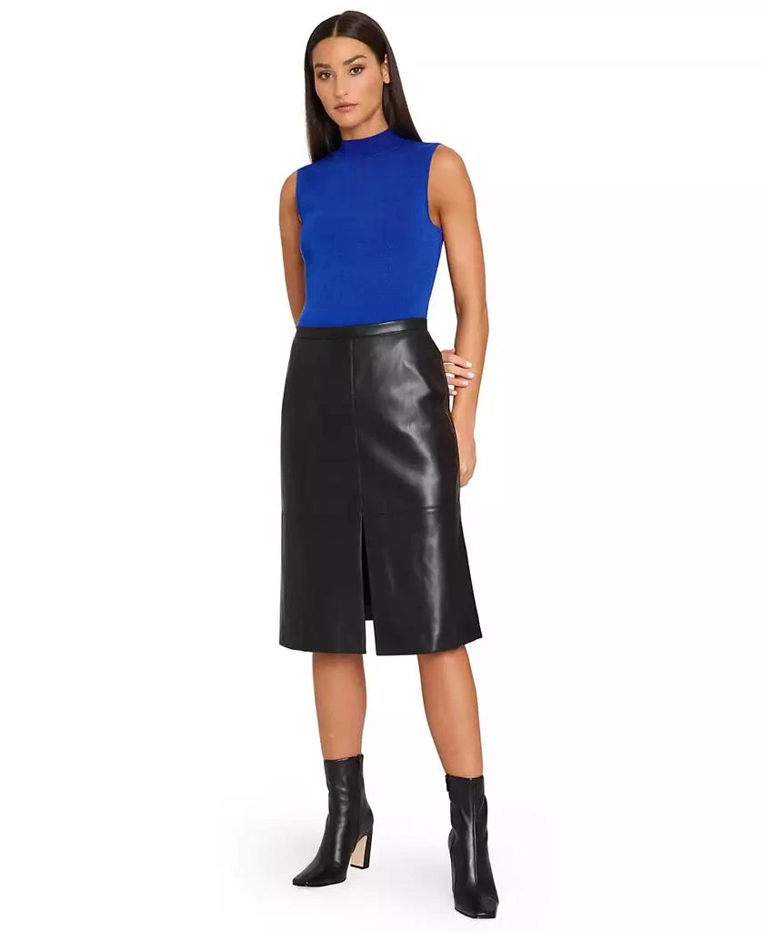 Tahari Women's Faux-Leather Midi Skirt 3