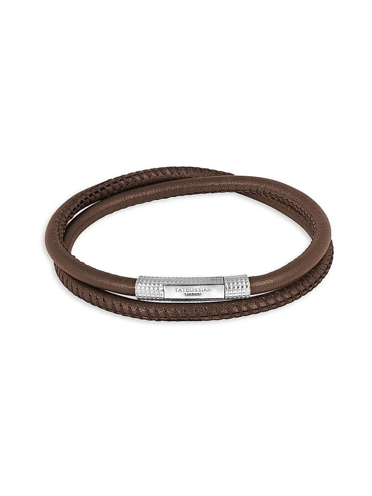 Tateossian Sterling Silver 
Leather Wrap Bracelet