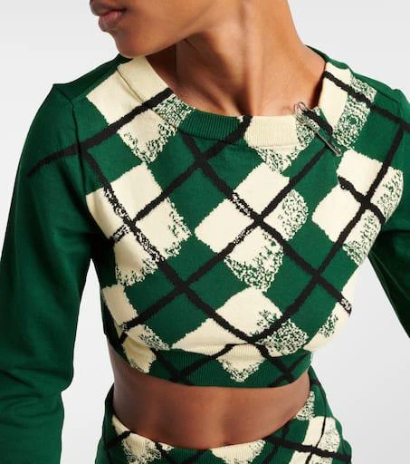 Burberry Argyle cropped cotton sweater 5