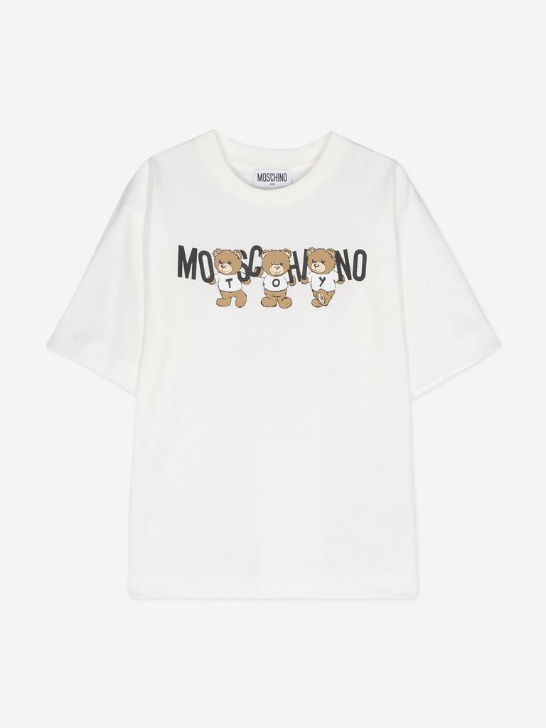 Moschino Moschino Kids Teddy Bear Logo T-Shirt in Ivory