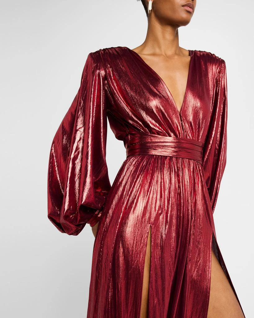 BRONX AND BANCO Zoe Metallic Deep V-Neck Gown 5