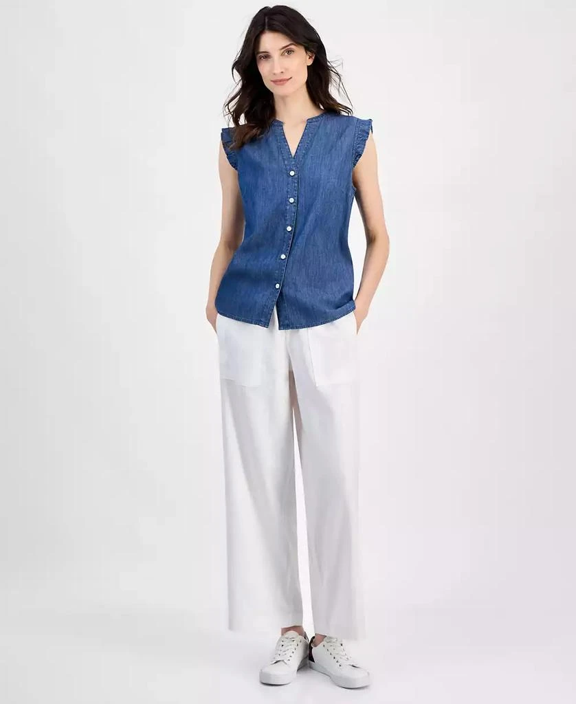Tommy Hilfiger Women's Chambray Ruffled Shirt 2