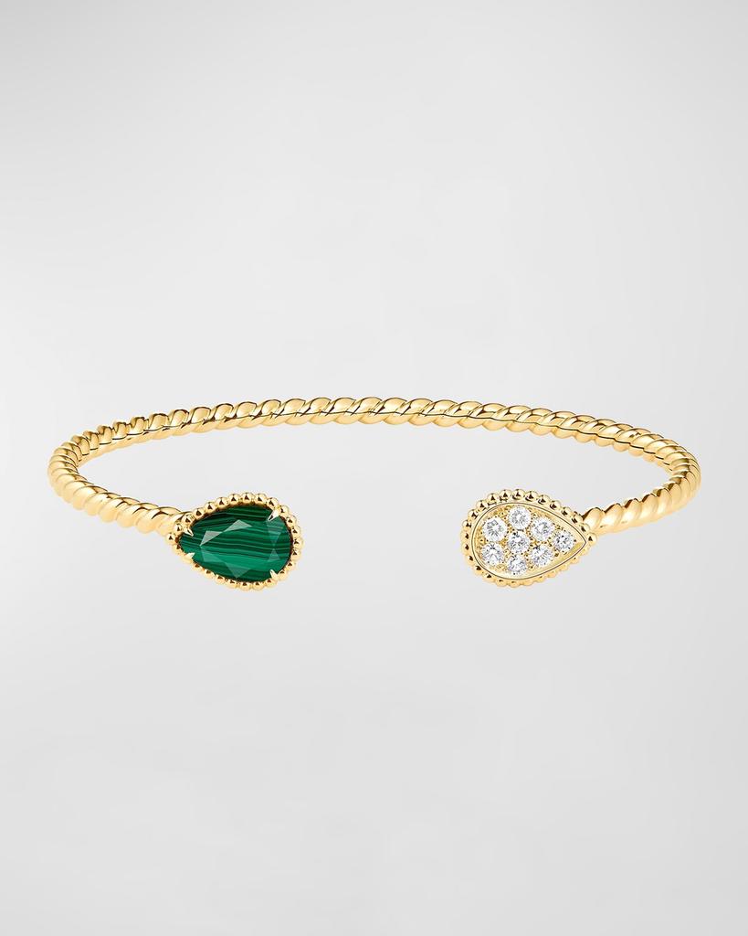 Boucheron Serpent Bohème 18K Yellow Gold 2-Motif Malachite & Diamond Bracelet