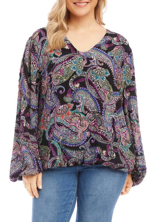 Karen Kane Kane Plus Size Long Sleeve Blouson Top 1