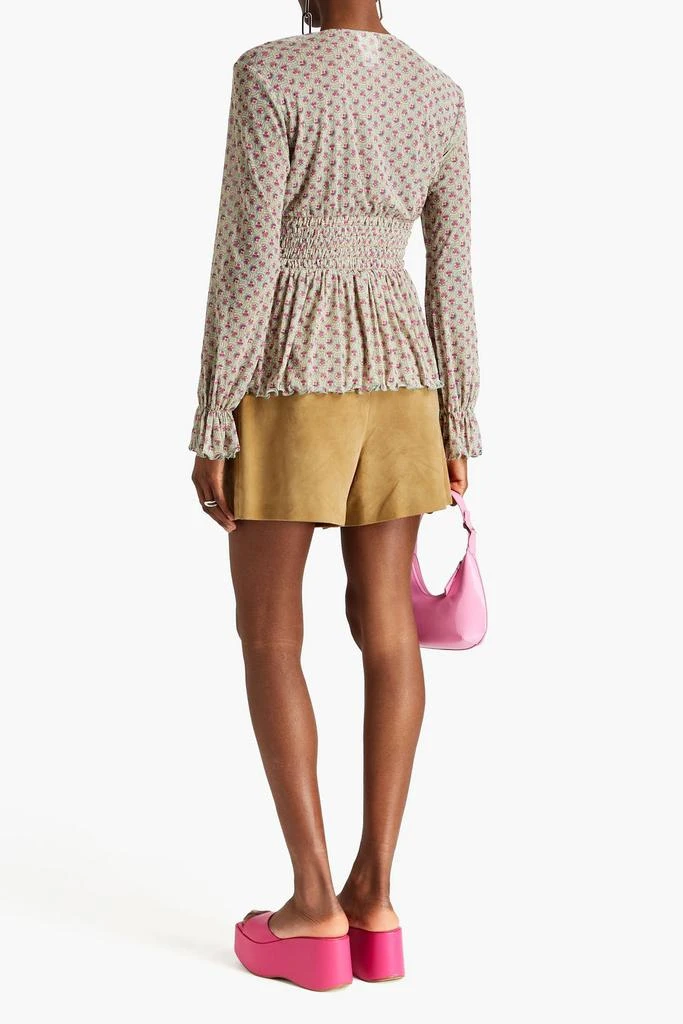 Anna Sui Ruffled printed stretch-mesh top 3