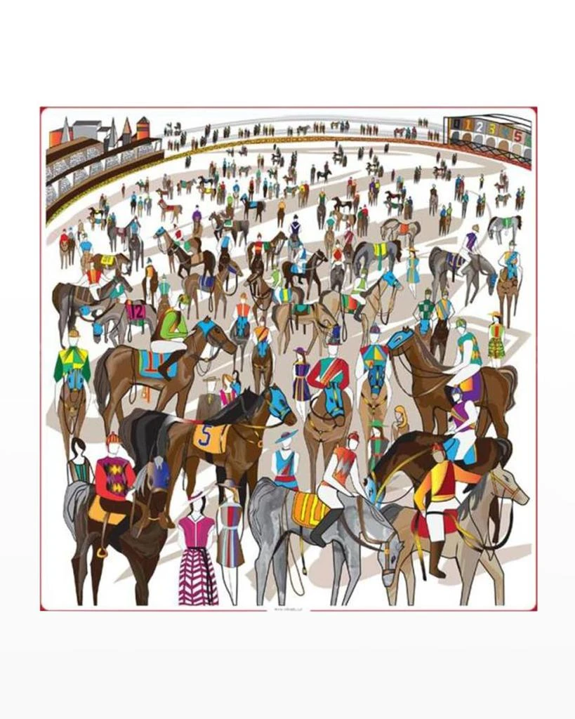 Rani Arabella Horse Race Printed Cashmere-Blend Scarf 1