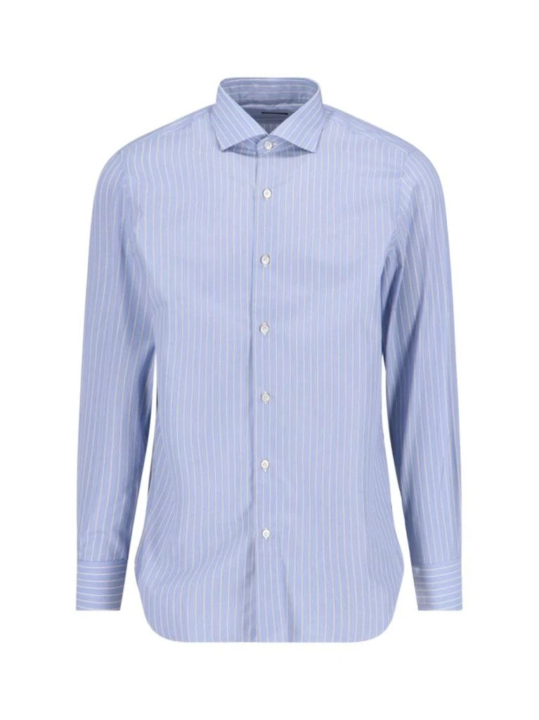 Finamore Milano' Striped Shirt – Light Blue 1