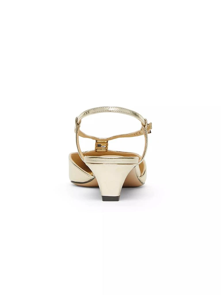Fendi Fold Logo Metallic Leather Kitten-Heel Pumps 3