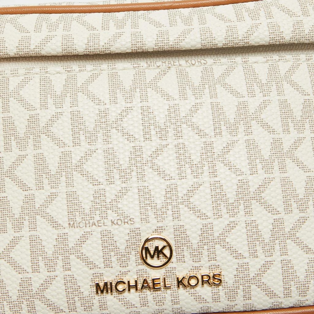 Michael Kors Michael Kors Brown/Off White Signature Coated Canvas and Leather Extra Small Slater Sling Bag 5