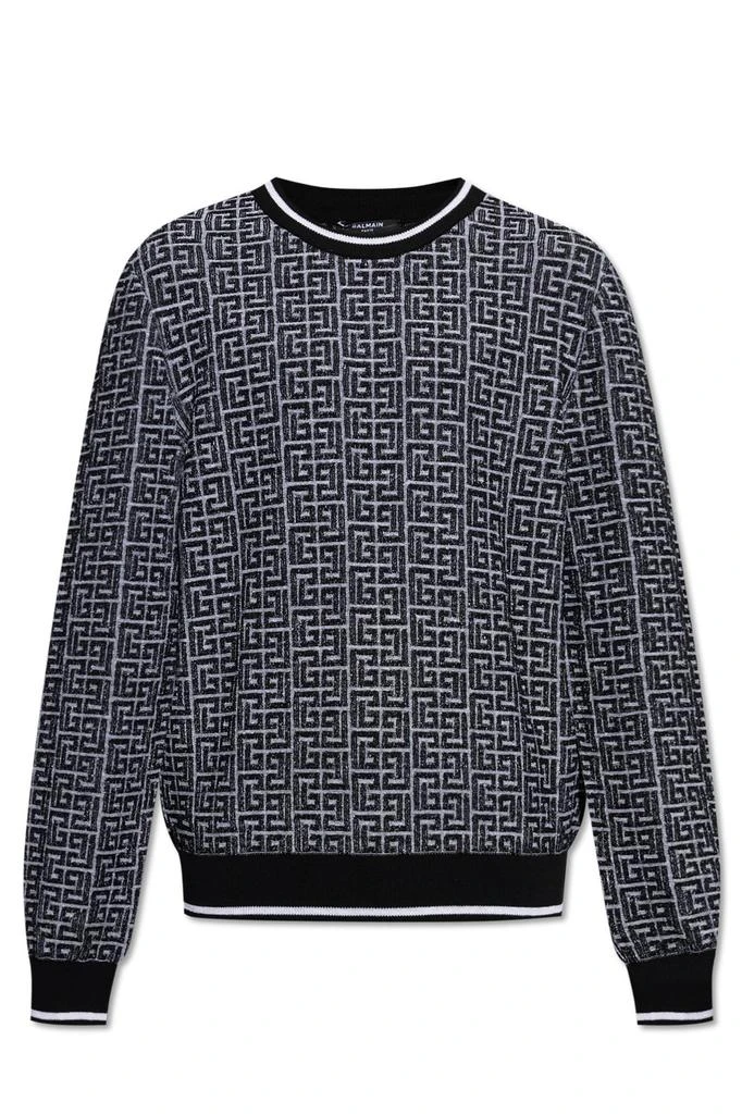 Balmain Balmain Monogrammed Jacquard Knit Sweater from Cettire