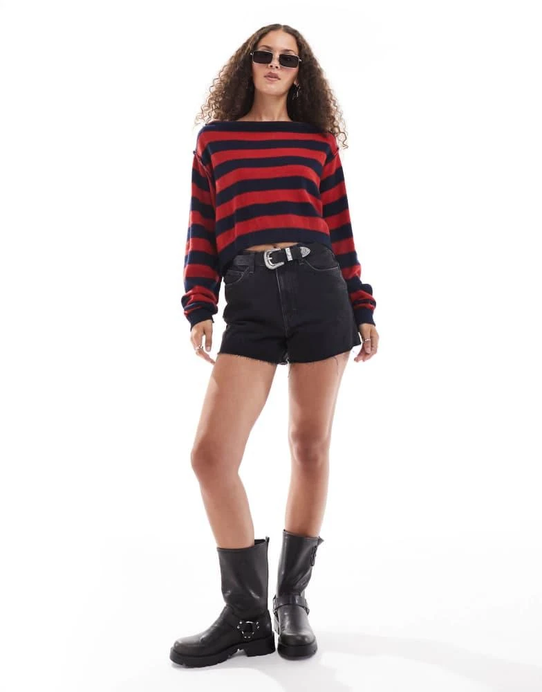 Free People Free People slash neck striped jumper in multi 2