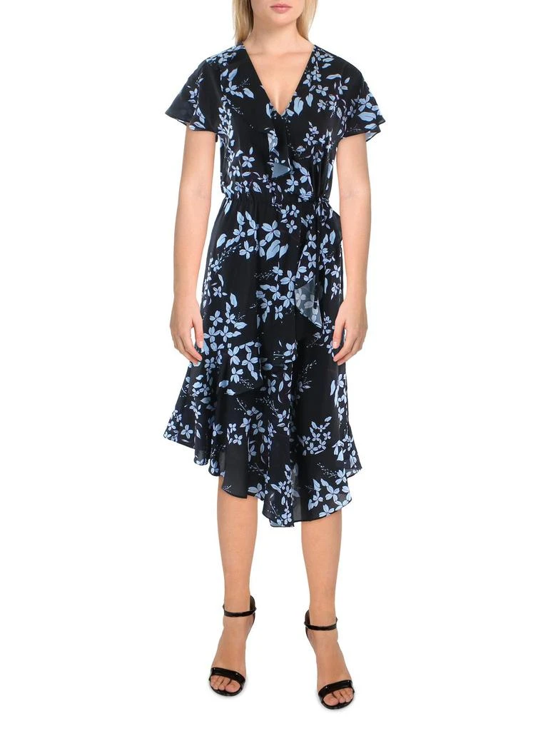 Parker Womens Faux Wrap Midi Wrap Dress 1