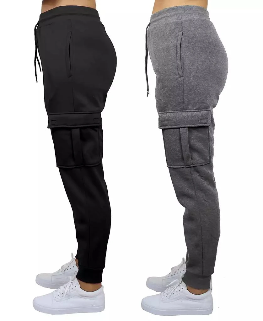 Galaxy By Harvic Women's Heavyweight Loose Fit Fleece Lined Cargo Jogger Pants Set, 2 Pack 3