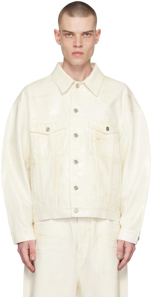 We11done White Foil Coated Trucker Denim Jacket