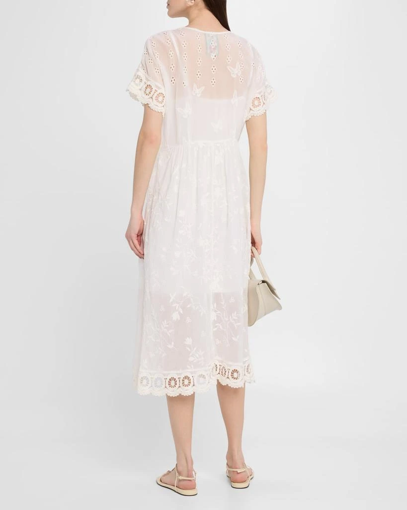 Johnny Was Pina Scalloped Eyelet Embroidered Midi Dress 3