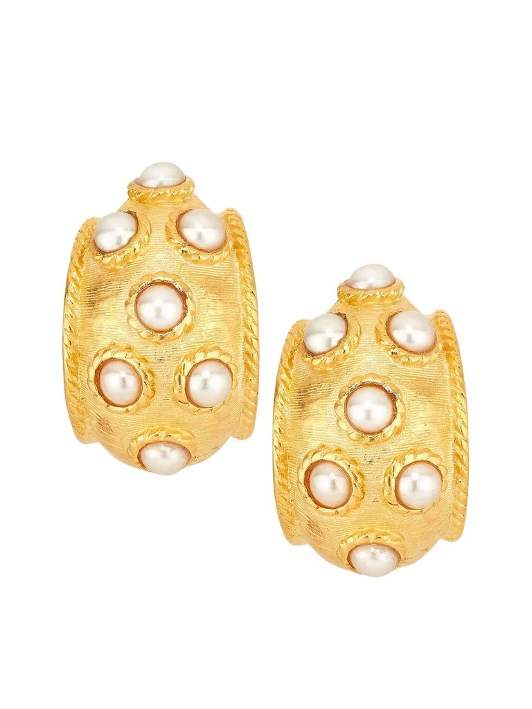 BEN-AMUN New Byzantine 24K-Gold-Plated &amp; Imitation Pearl Hoop Earrings 1
