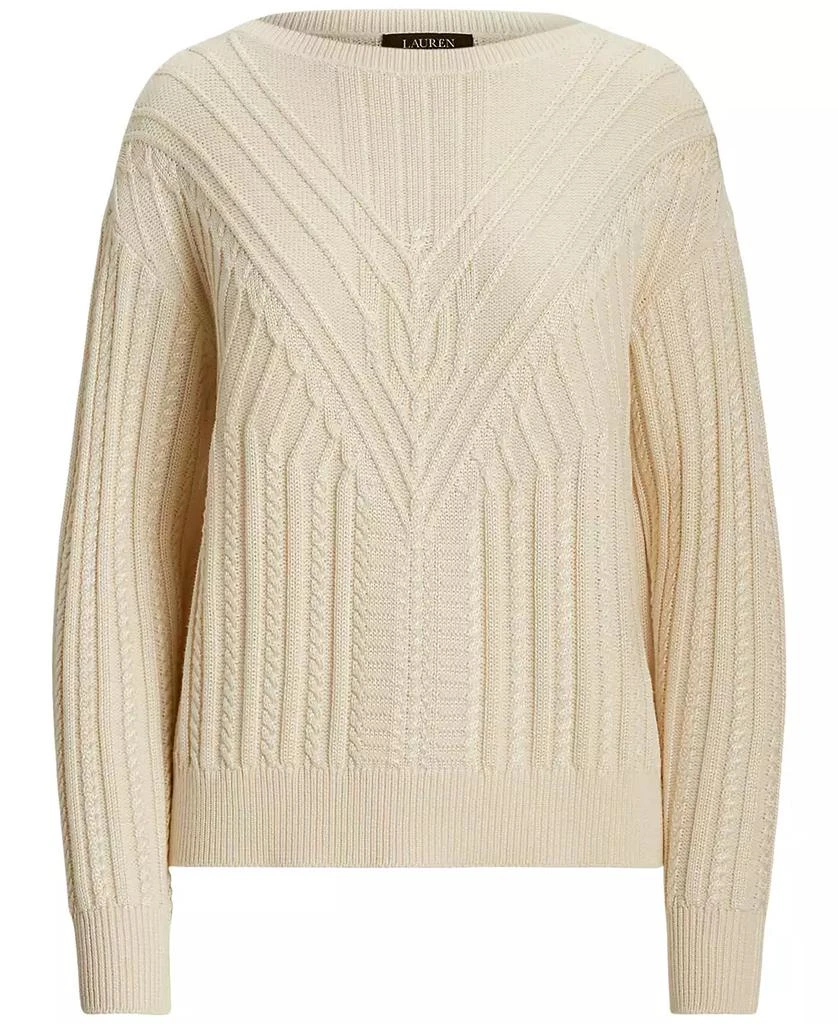 Ralph Lauren Women's Cable-Knit Cotton-Blend Boatneck Sweater, Regular & Petite 5