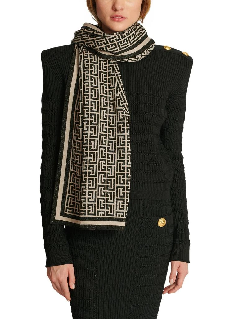 Balmain Monogrammed mesh scarf Scarves Free Shipping BeyondStyle