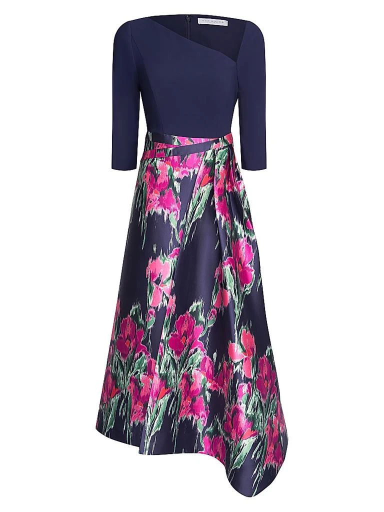 Kay Unger Giovana Floral Mikado Midi-Dress 1