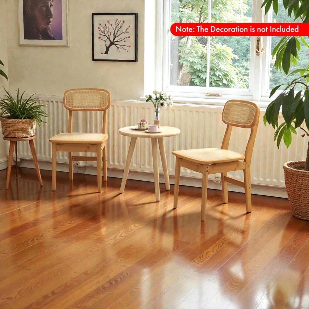 Hivvago Faux-Rattan Back Dining Chairs Set of 2 for Stylish Home Seating 2