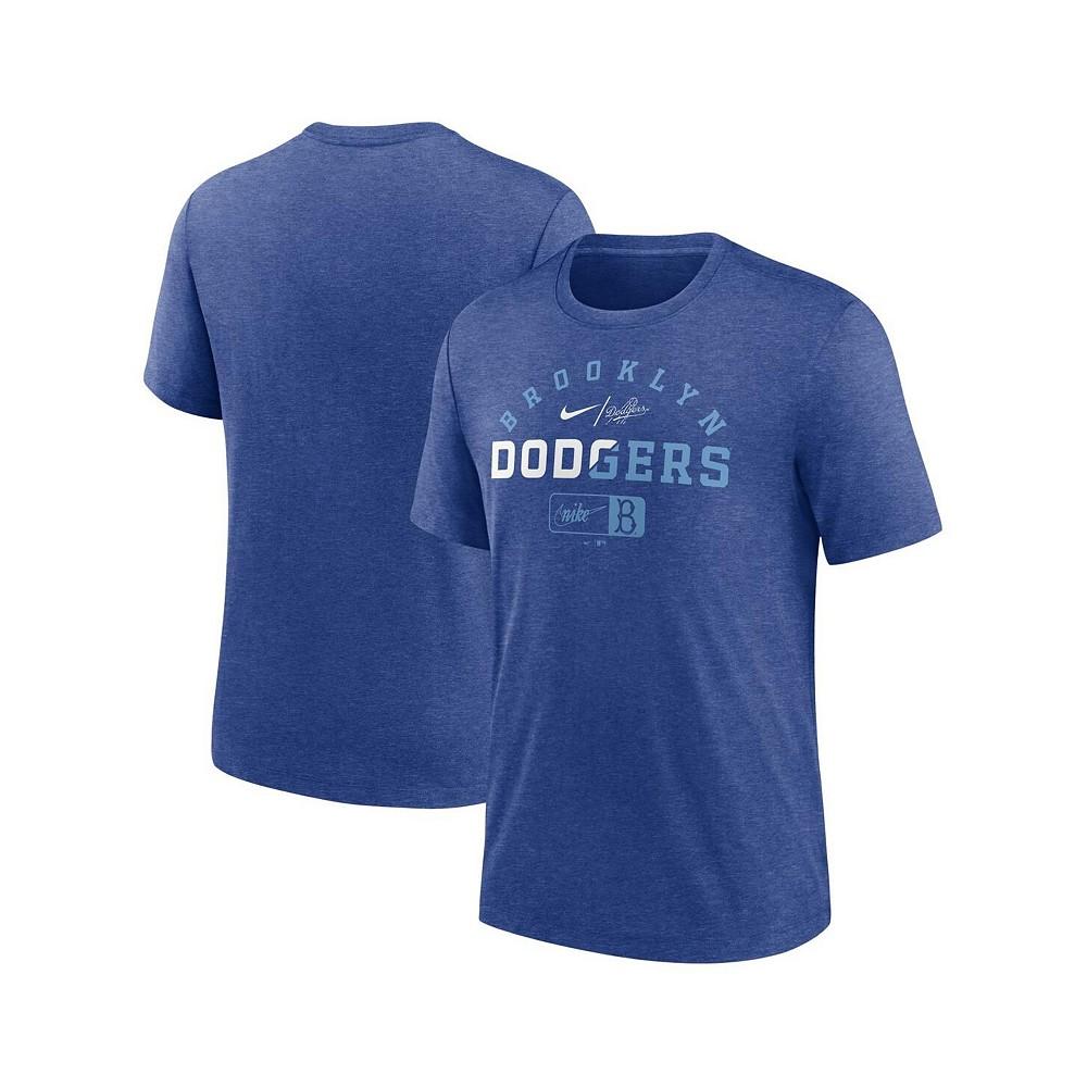 Nike Men's Heather Royal Brooklyn Dodgers Rewind Review Slash Tri-Blend T-shirt