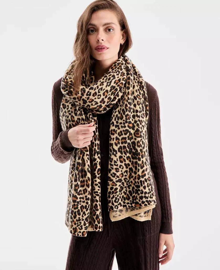 Charter Club Women's 100% Cashmere Leopard-Print Oversized Scarf, Macy's Exclusive 1