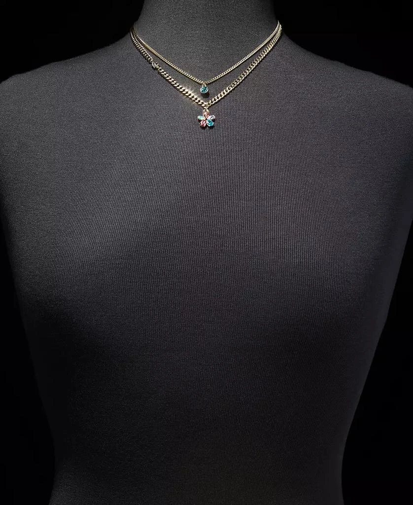 Karl Lagerfeld Paris Multicolor Crystal Flower Layered Pendant Necklace, 16" + 3" extender 3