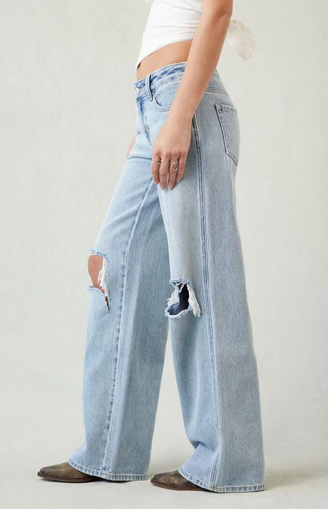PacSun Casey Ripped Knee Low Rise Baggy Jeans Light Indigo 3