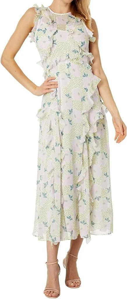 Ted Baker London Calinia Sleeveless Waterfall Ruffle Trim Midi Dress In Lilac 1