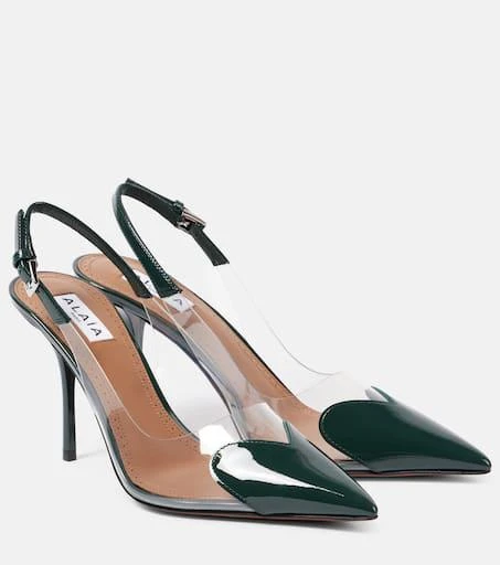 Alaïa Le Cœur 90 patent leather and PU slingback pumps 1