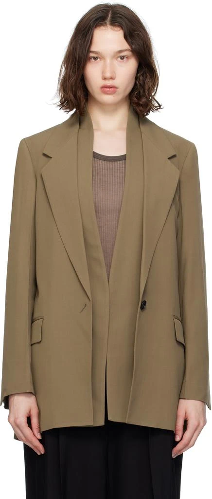 Salvatore Ferragamo Khaki Single Breasted Blazer 1