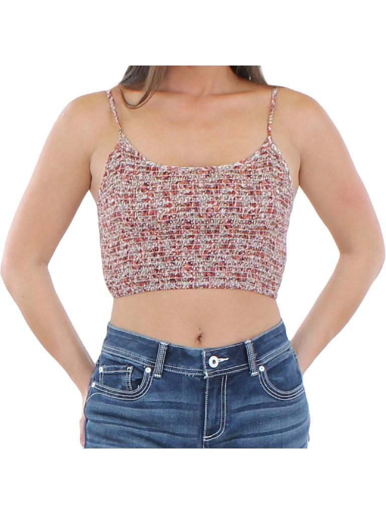 Angie Womens Cropped Smocked Tank Top