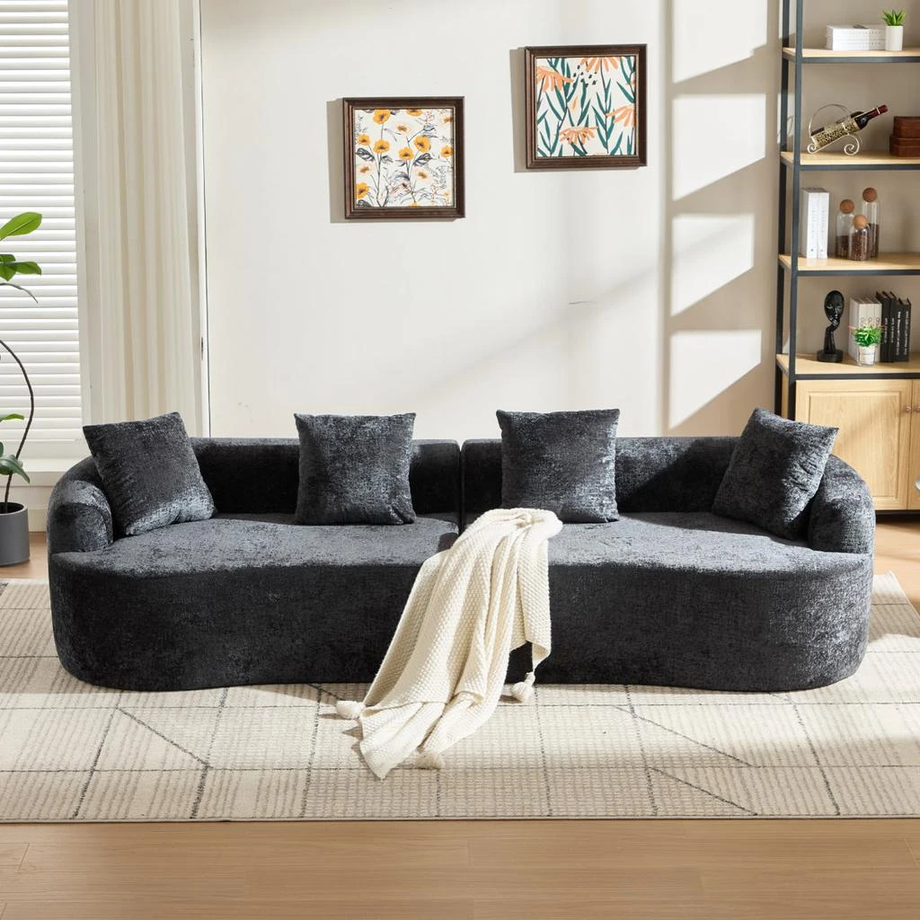 Streamdale Furniture Streamdale Curved Loveseat with 3 Pillows, Deep Seat Couch for Apartment 3