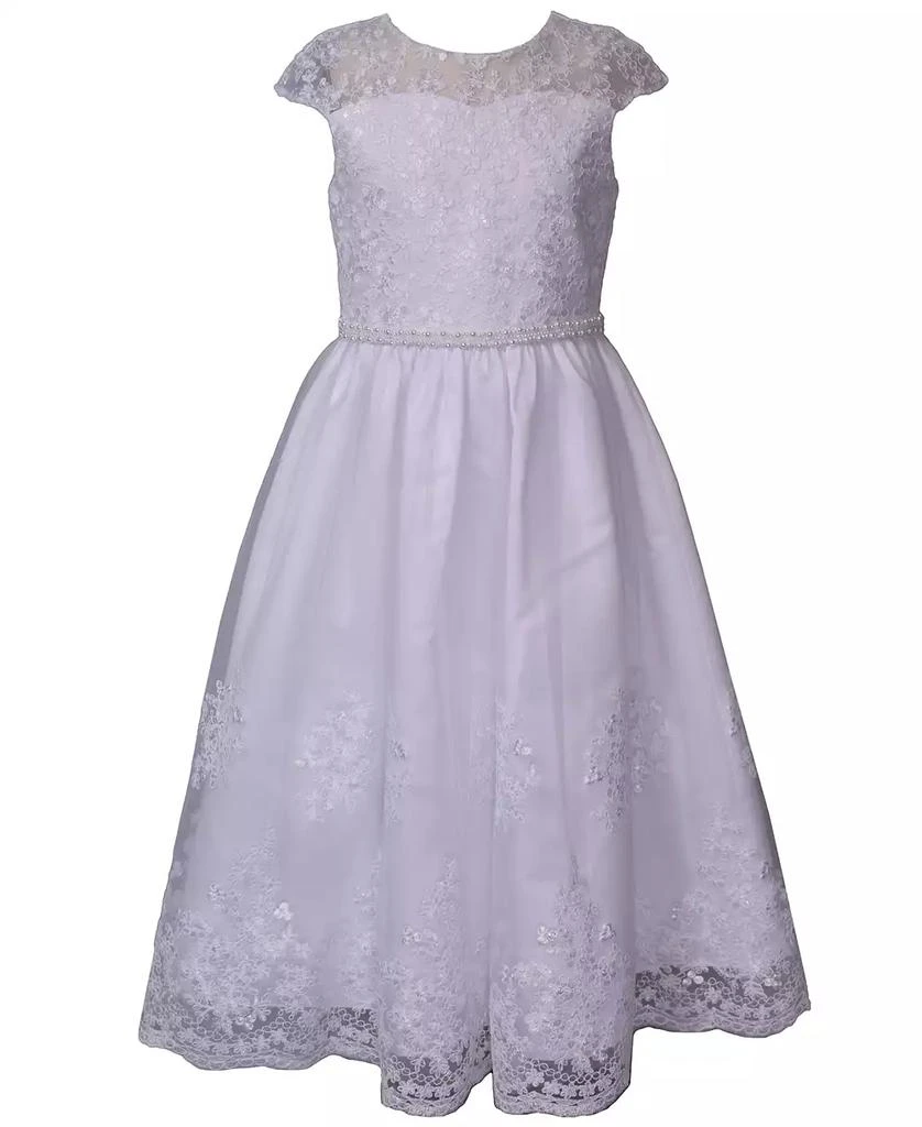 Bonnie Jean Big Girls Embroidered Cap Sleeve Communion Dress 4