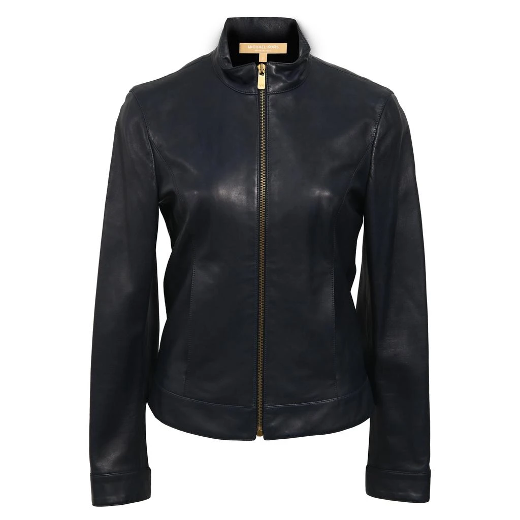 Michael Kors Zipped Jacket in Navy Blue Leather 1