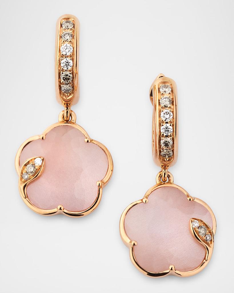 Pasquale Bruni Ton Joli 18K Rose Gold Diamond Earrings with Pink Moonstone