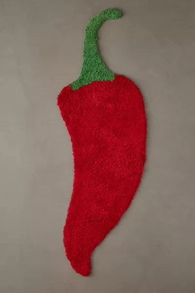 Urban Outfitters Chili Pepper Shaped Tufted Shag Rug 2