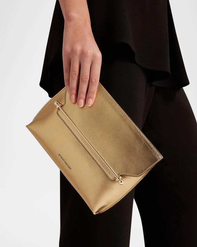 Strathberry Stylist Flap Metallic Leather Clutch Bag 5
