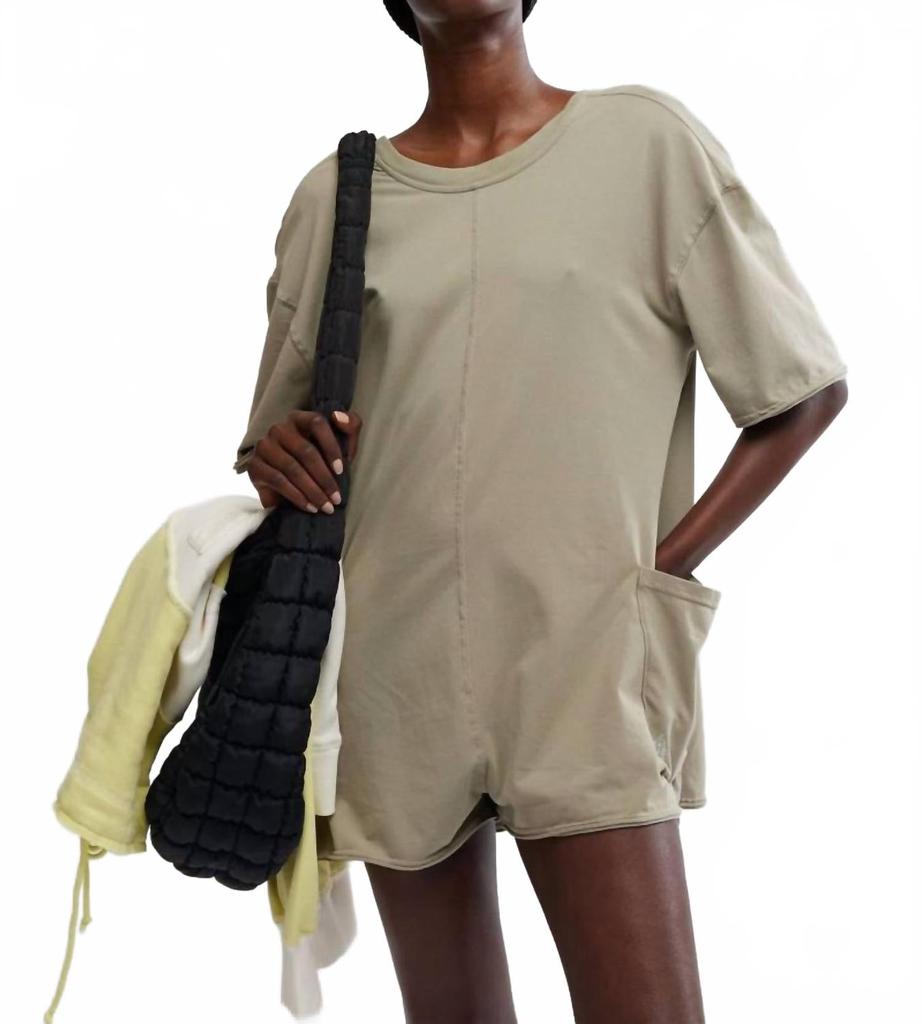 FP Movement Hot Shot Tee Romper In Sage Stone