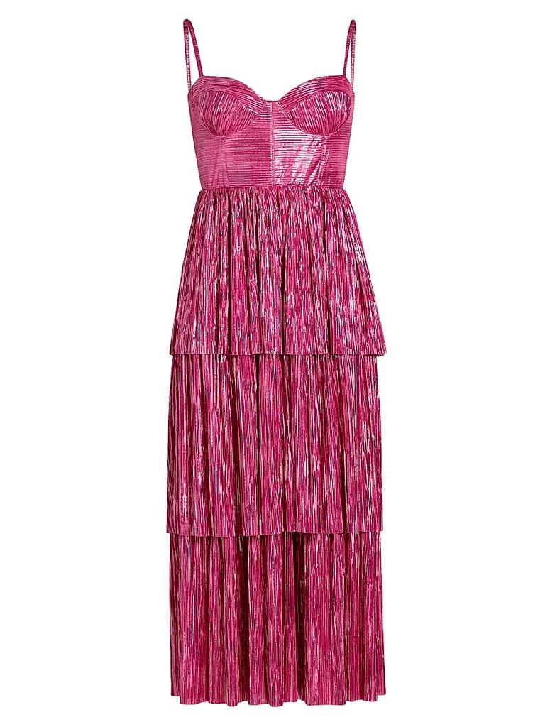 Sabina Musáyev Ascella Metallic Corset Tiered Midi Dress 1