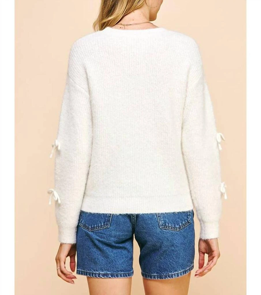 PINCH Madelina Bows Sweater In White 3