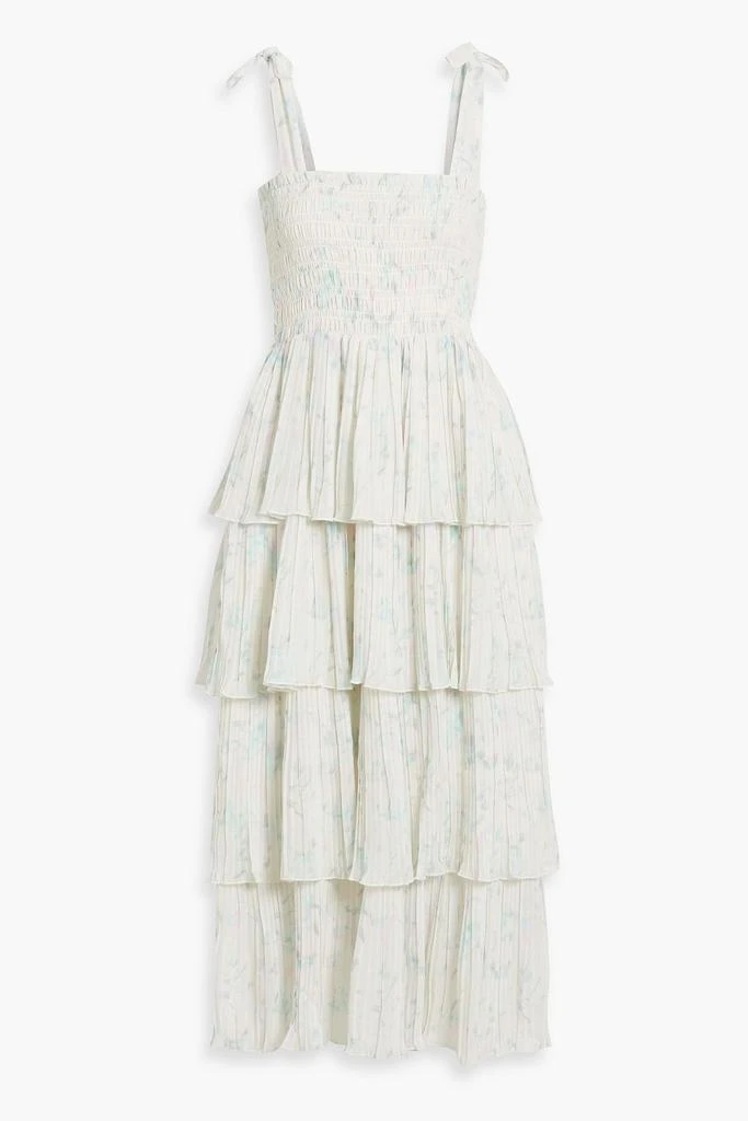 Ganni Tiered printed crepe de chine midi dress