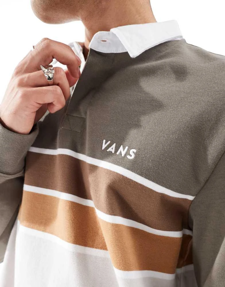 Vans Vans harrison long sleeve knitted rugby shirt in brown 3