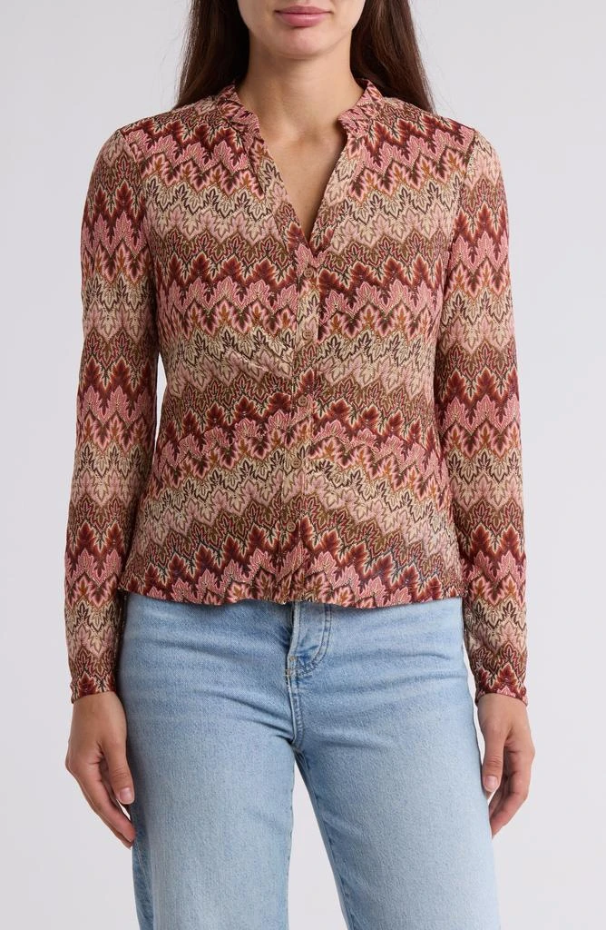 DR2 by Daniel Rainn Flame Stitch Long Sleeve Button-Up Top 1